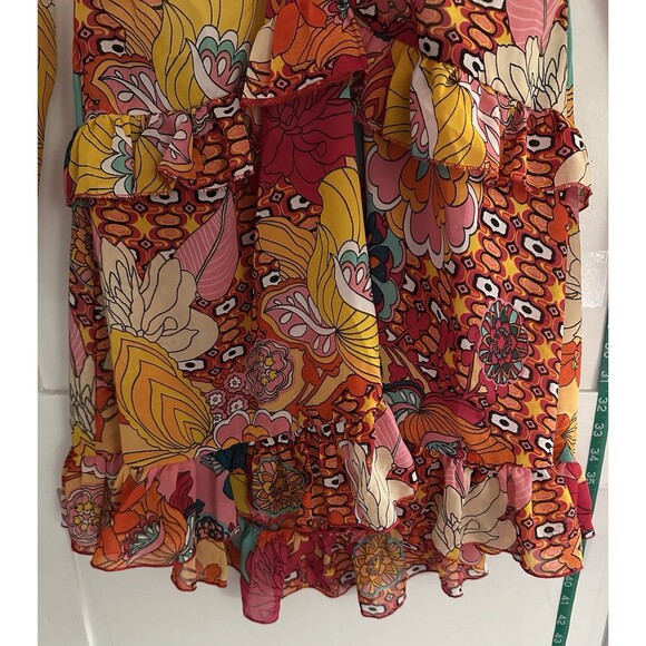 Girl Soul Tropical Floral Cut Out Ruffled Mini Dress Size M - Picture 4 of 8
